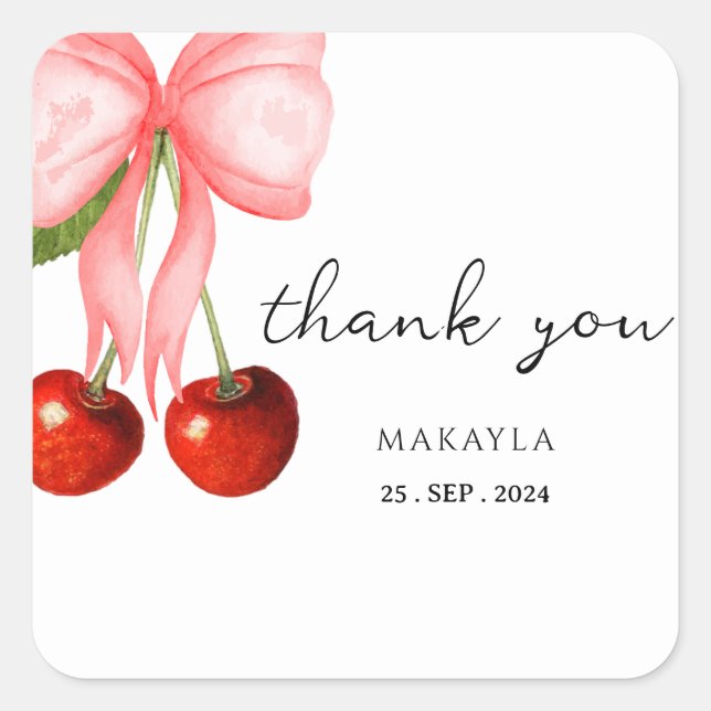 Sticker Carré Coquette cerise sur le dessus bébé fille douche (Devant)