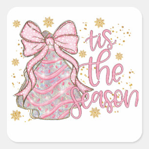 Sticker Carré Coquette Gâteau de Noël C'est la saison