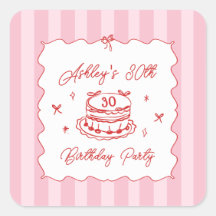 Coquette Rose Rayures Vintage Anniversaire Dessiné