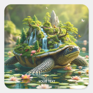 Sticker Carré Coquille de tortue sereine Imaginaire