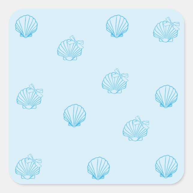 Sticker Carré Coquilles Saint-Jacques Contour Minimalisme (Devant)