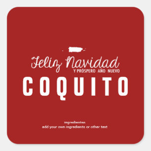 Sticker Carré Coquito de Noël rouge