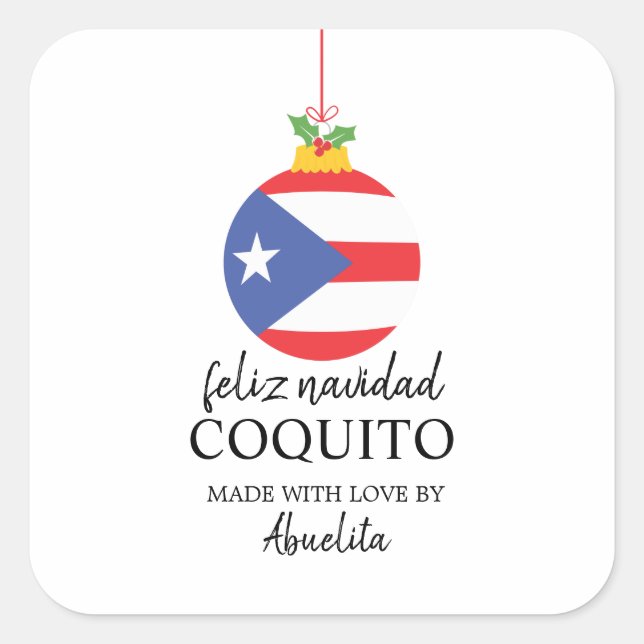 Sticker Carré Coquito de noix de coco tropical Boisson de Noël (Devant)