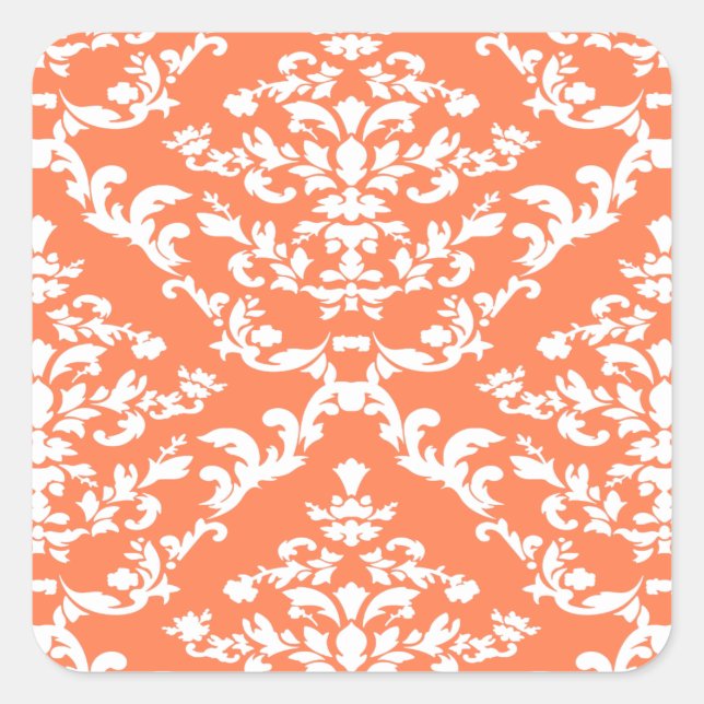 Sticker Carré Coral Bold Damask à Emporiomoffa (Devant)