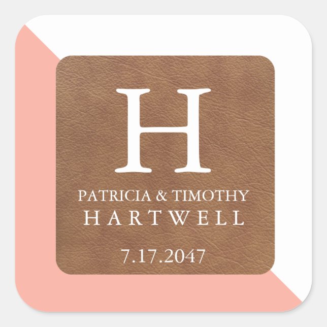 Sticker Carré Coral Couleur fractionnement Faux Mariage de patch (Devant)