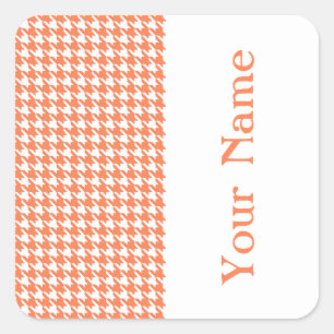 Sticker Carré Coral Modern Houndstooth avec nom
