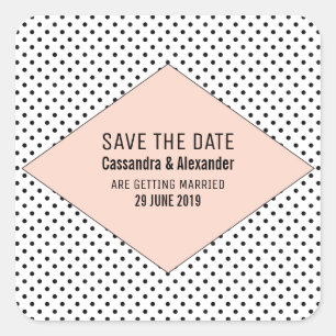 Sticker Carré Coral Modern Pois Enregistrer la date