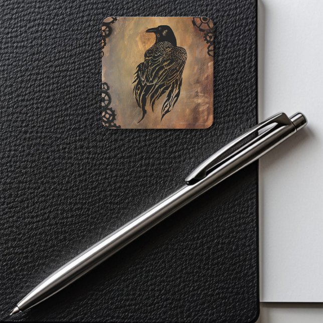 Sticker Carré Corbeau (Créateur téléchargé)
