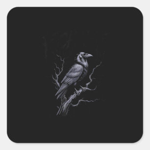 Sticker Carré Corbeau F-Caw-F Oiseau Drôle qui Dit Humour Mème