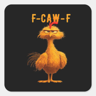 Sticker Carré Corbeau gothique humour drôle F-Caw-F