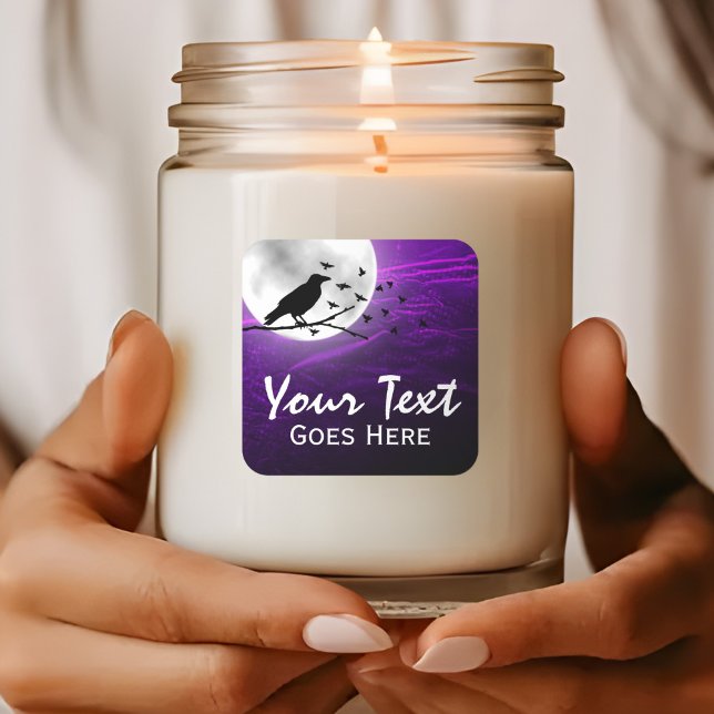 Sticker Carré Corbeau silhouette de corneille noire sur gothique (Créateur téléchargé)