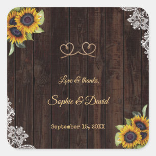 Sticker Carré Corde De Dentelle vintage Nous Avons Lié Les Fleur