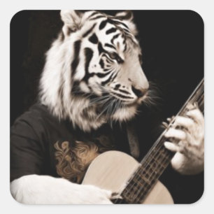 Sticker Carré Cordes de Tigre – Art Musical Élégant