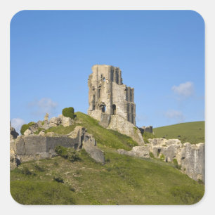 Sticker Carré Corfe Castle, Corfe, Dorset, Angleterre