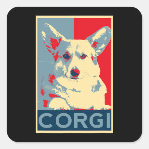 Sticker Carré Corgi Art Dog Art pour les fans de Corgis