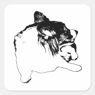 Sticker Carré Corgi ligne nette