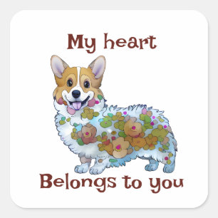 Sticker Carré Corgi orange mignon pour une humeur positive