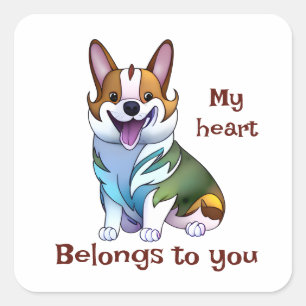 Sticker Carré Corgi orange mignon pour une humeur positive
