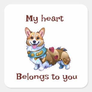 Sticker Carré Corgi orange mignon pour une humeur positive