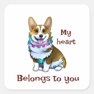 Sticker Carré Corgi orange mignon pour une humeur positive