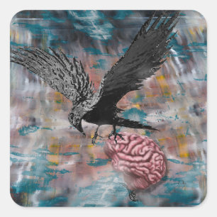 Sticker Carré Corneille corneille Noir Cerveau Oiseau Abstrait A