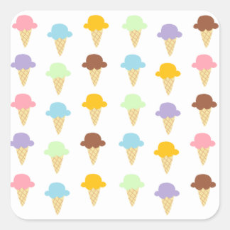 Sticker Carré Cornets de crème glacée colorés