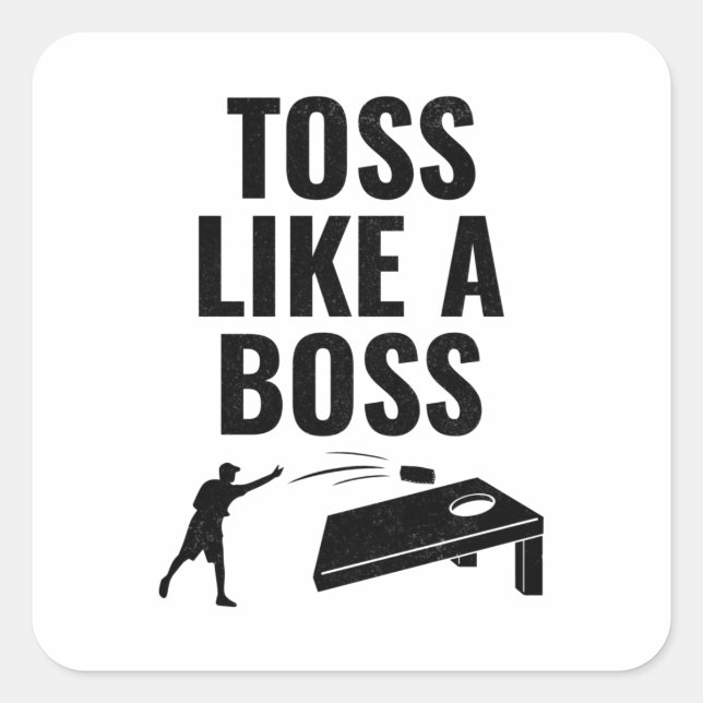 Sticker Carré Cornhole Bean Bag Toss Outdoor Lawn Game Funny (Devant)