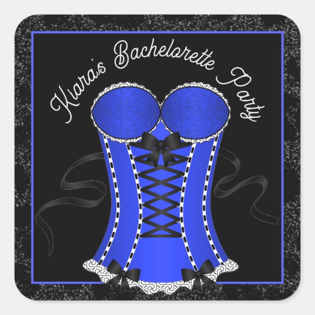 Sticker Carré Corset bleu aguicheur (Devant)