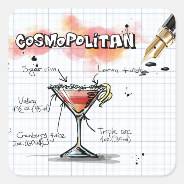 Sticker Carré Cosmopolitan (Devant)