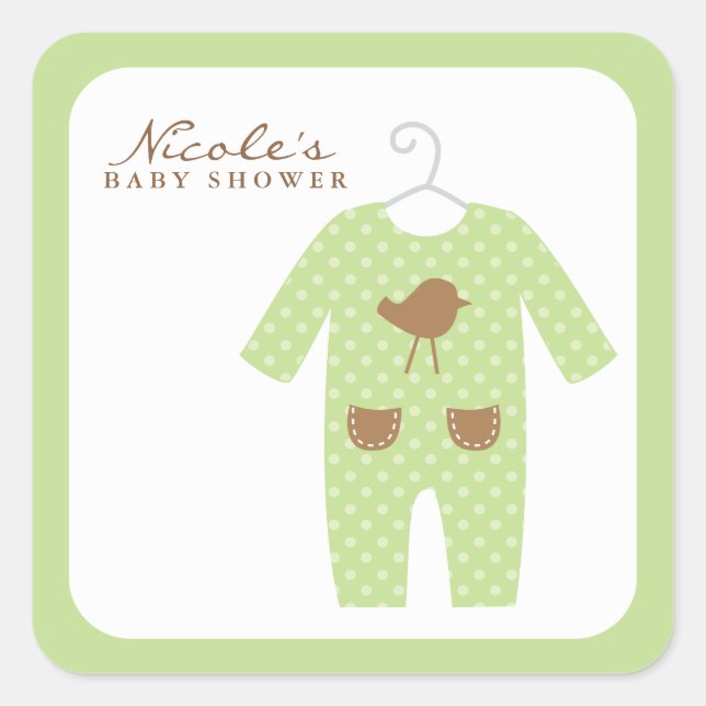 Sticker Carré Costume bébé vert (Devant)