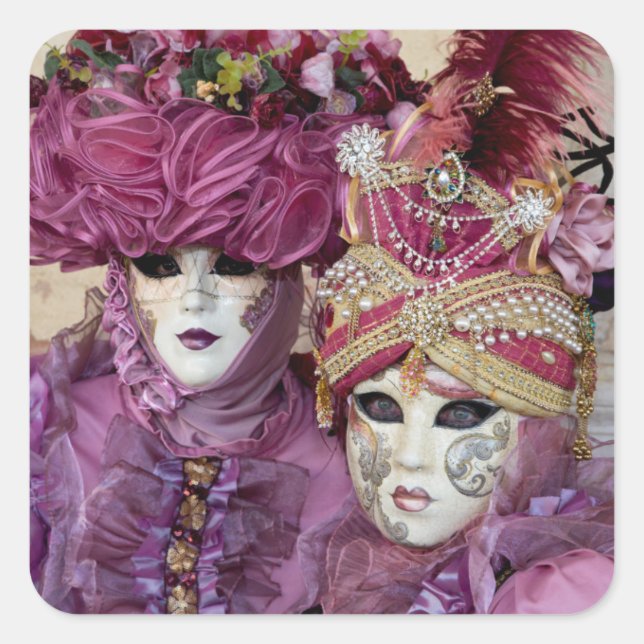 Sticker Carré Costume de Carnaval violet, Venise (Devant)