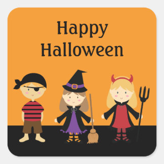 Sticker Carré Costume de fête d'Halloween Enfants Favoriser