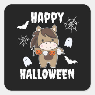 Sticker Carré Costume de Horse Happy Halloween