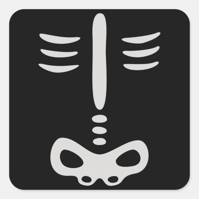 Sticker Carré Costume de squelette pour enfants d'Halloween (Devant)