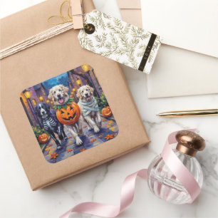 Sticker Carré Costume d'Halloween pour Grande Pyrenée allant che