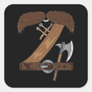 Sticker Carré Costume viking Halloween Mustache Belt Ax Cosplay
