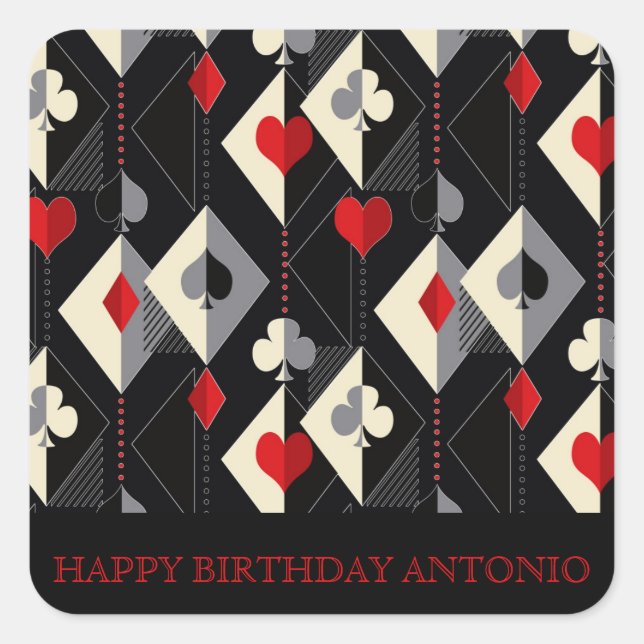 Sticker Carré Costumes de jeu de cartes en poker. (Devant)