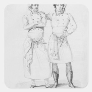 Sticker Carré Costumes des cuisiniers de différentes ères