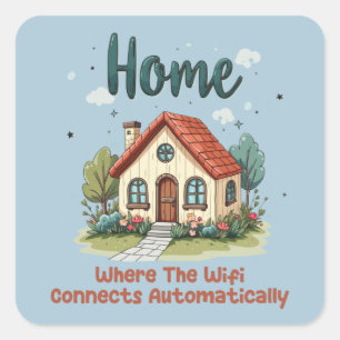Sticker Carré Cosy Cottagecore Home Whimsical House Art