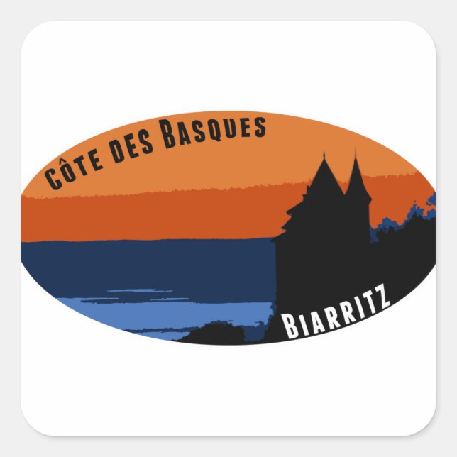 Sticker Carré Côte des Basques Biarritz (Devant)
