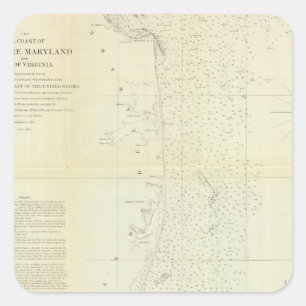 Sticker Carré Côte du Delaware, Maryland, pt de Virginie