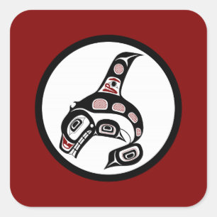 Sticker Carré Côte du Pacifique Nord-Ouest L'art haïda La balein