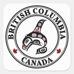 Sticker Carré Côte du Pacifique Nord-Ouest L'art haïda La balein