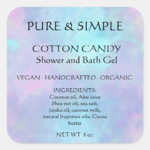 Sticker Carré Coton Candy Salle de bain Gel Douche produit artis