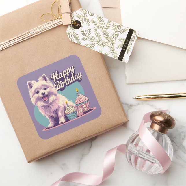 Sticker Carré Coton De Tulear Chien Coloré (Cadeaux)