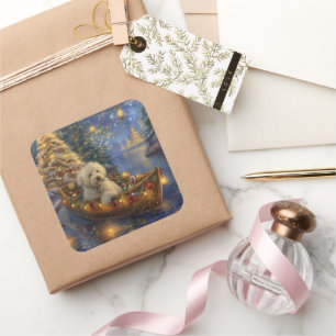 Sticker Carré Coton De Tulear Noël Festive Voyage