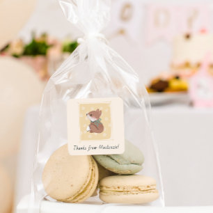 Sticker Carré Cottage Core Woodland Fox Baby shower