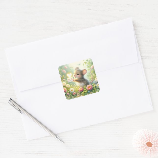 Sticker Carré Cottage Mouse Love Letter Meadow (Enveloppe)
