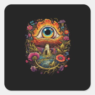 Sticker Carré Cottagecore Esthétique Champignon Goblincore Simpl