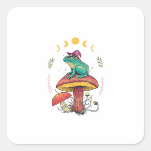 Sticker Carré Cottagecore esthétique Goblincore Grenouille Magic